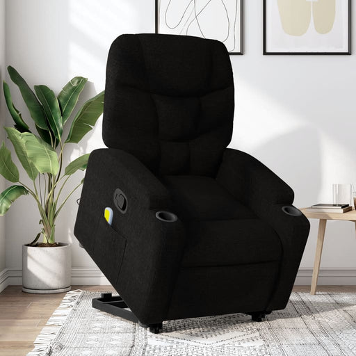 Fotoliu rabatabil de masaj, cu ridicare, negru, material textil - WALTI WALTI