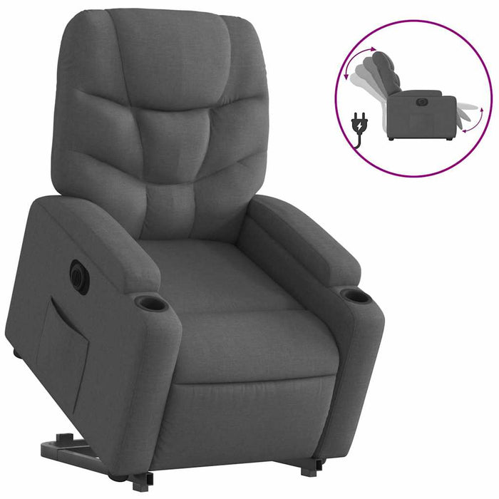 Fotoliu electric rabatabil cu ridicare, gri închis, textil - WALTI WALTI