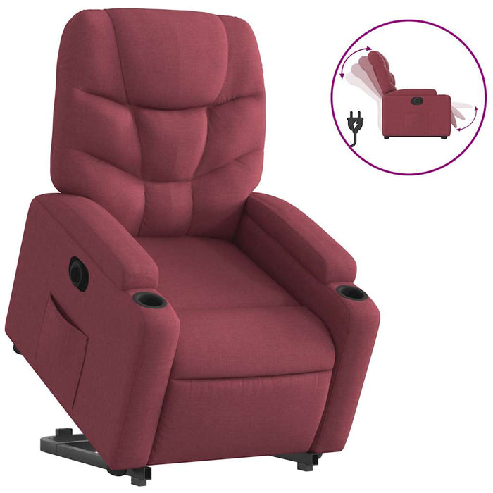 Fotoliu electric rabatabil cu ridicare, roșu vin, textil WALTI