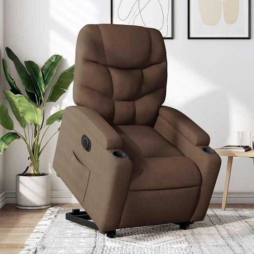Fotoliu electric rabatabil cu ridicare, maro, textil - WALTI WALTI