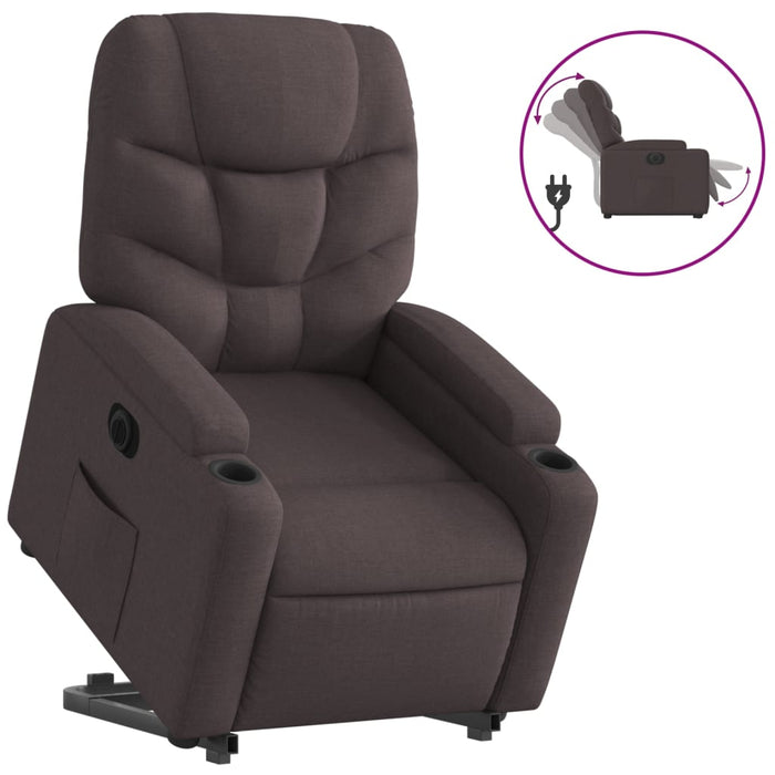 Fotoliu electric rabatabil cu ridicare, maro închis, textil - WALTI WALTI