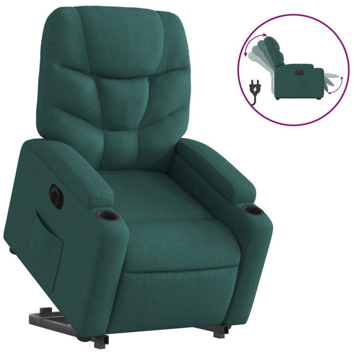Fotoliu electric rabatabil cu ridicare, verde închis, textil - WALTI WALTI