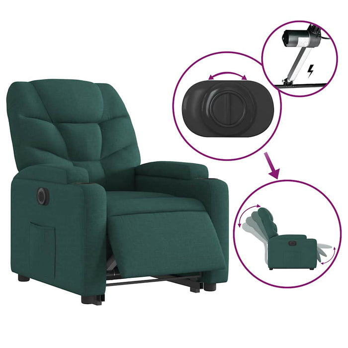 Fotoliu electric rabatabil cu ridicare, verde închis, textil - WALTI WALTI