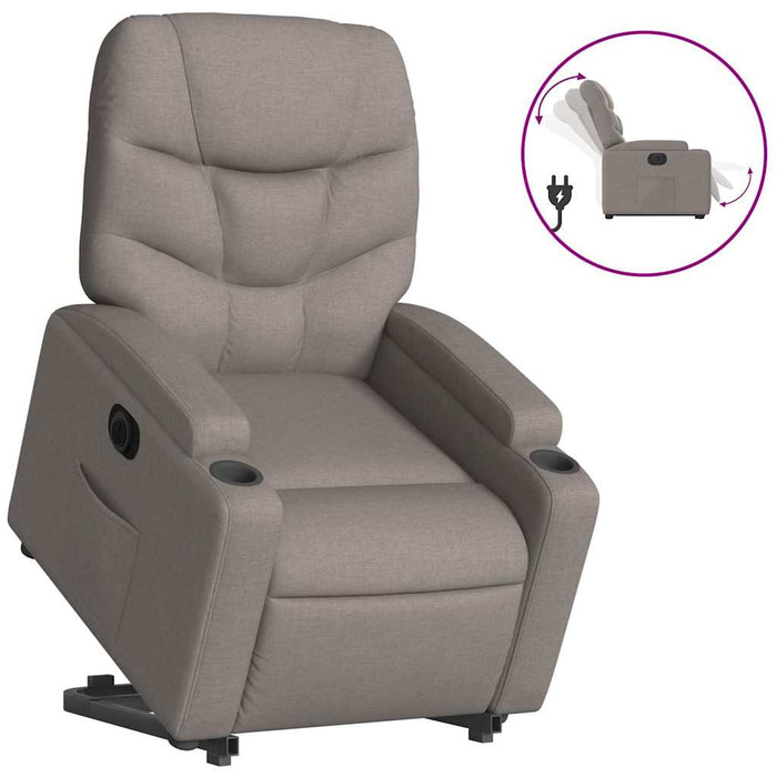 Fotoliu electric rabatabil cu ridicare, gri taupe, textil - WALTI WALTI