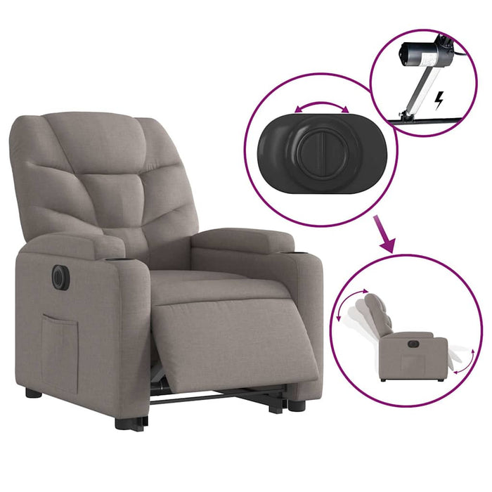 Fotoliu electric rabatabil cu ridicare, gri taupe, textil - WALTI WALTI