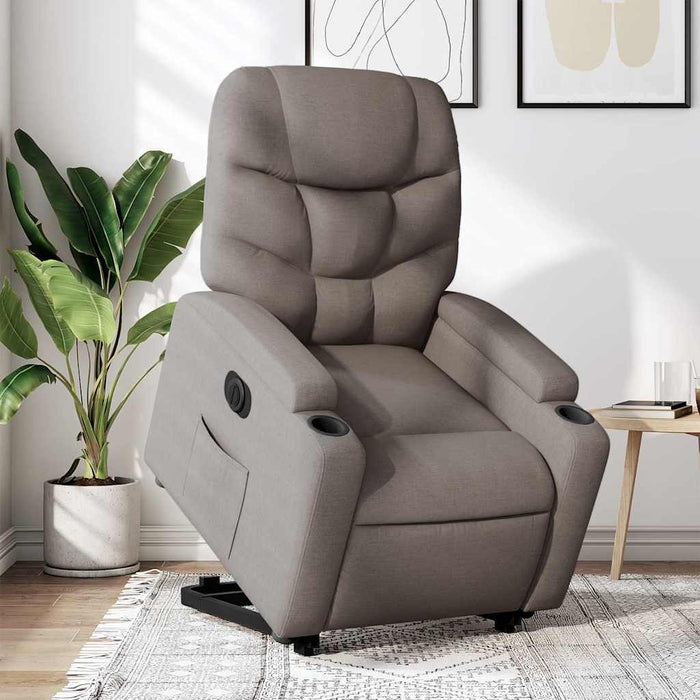 Fotoliu electric rabatabil cu ridicare, gri taupe, textil - WALTI WALTI