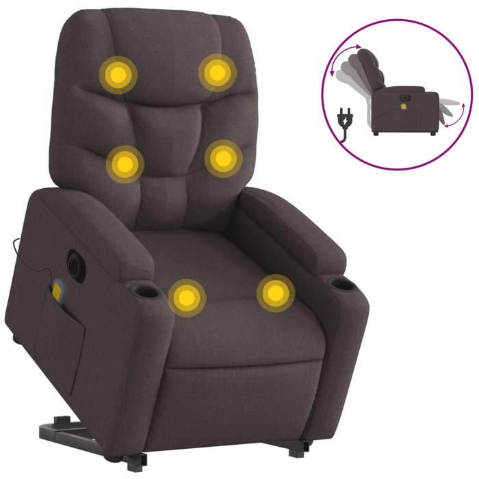 Fotoliu electric masaj rabatabil cu ridicare maro închis textil - WALTI WALTI