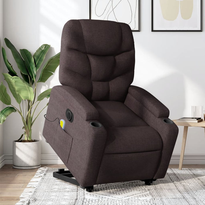 Fotoliu electric masaj rabatabil cu ridicare maro închis textil - WALTI WALTI