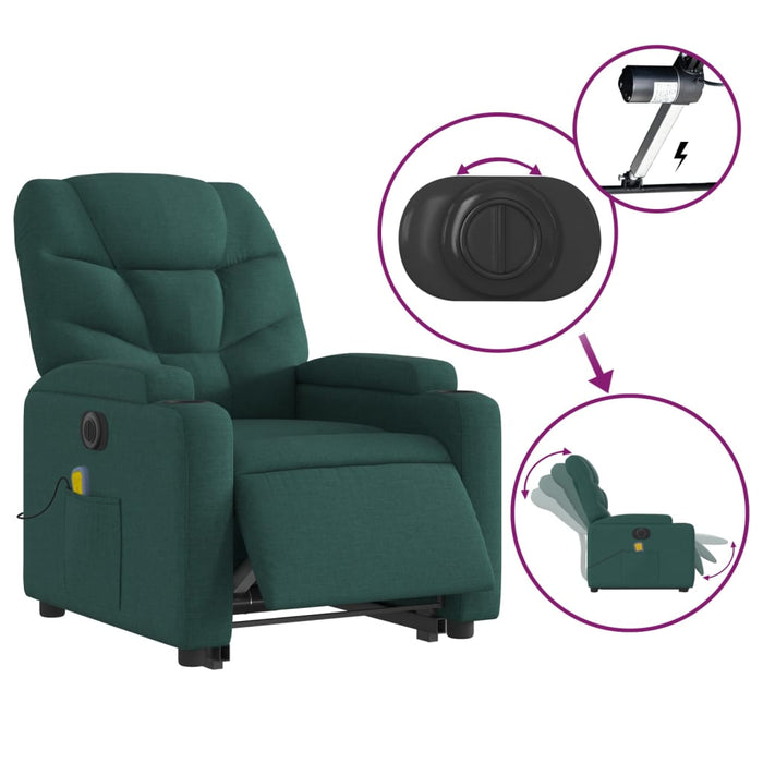 Fotoliu electric masaj rabatabil / ridicare verde închis textil - WALTI WALTI