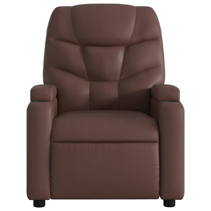 Fotoliu rabatabil electric, maro, piele ecologică WALTI