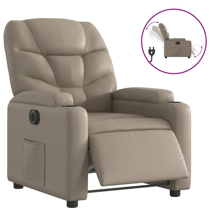 Fotoliu rabatabil electric, cappuccino, piele ecologică - WALTI WALTI