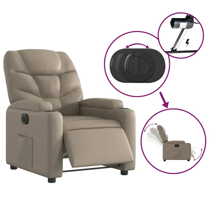 Fotoliu rabatabil electric, cappuccino, piele ecologică - WALTI WALTI
