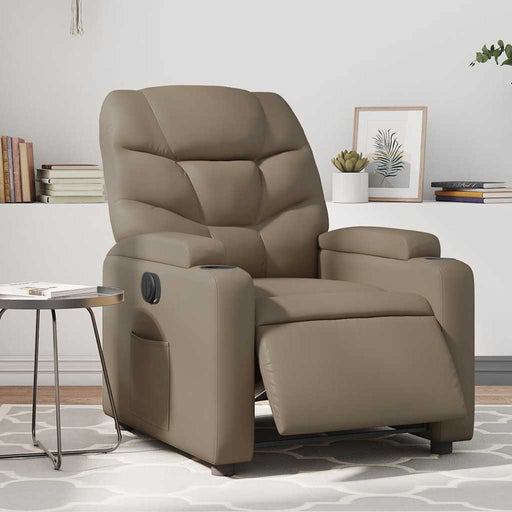 Fotoliu rabatabil electric, cappuccino, piele ecologică - WALTI WALTI