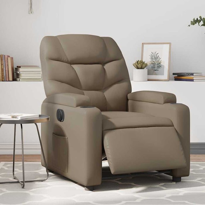 Fotoliu rabatabil electric, cappuccino, piele ecologică - WALTI WALTI