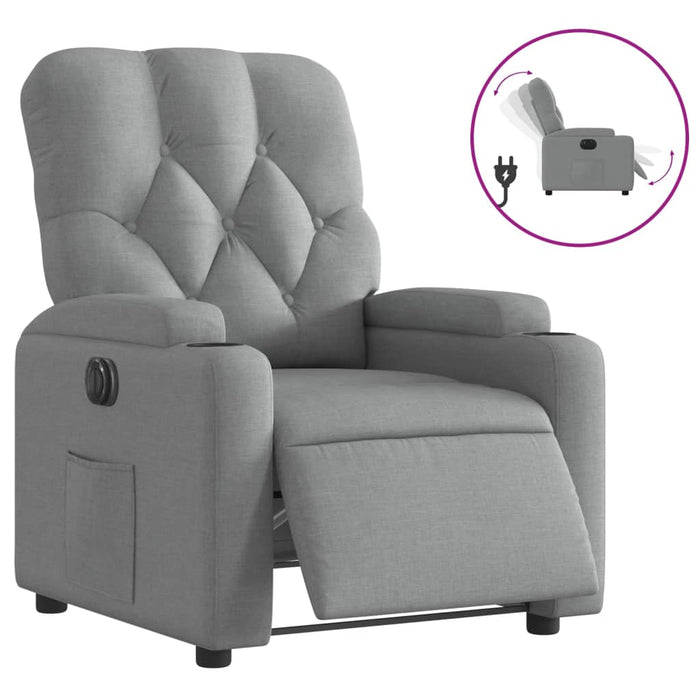 Fotoliu rabatabil electric, gri deschis, textil - WALTI WALTI