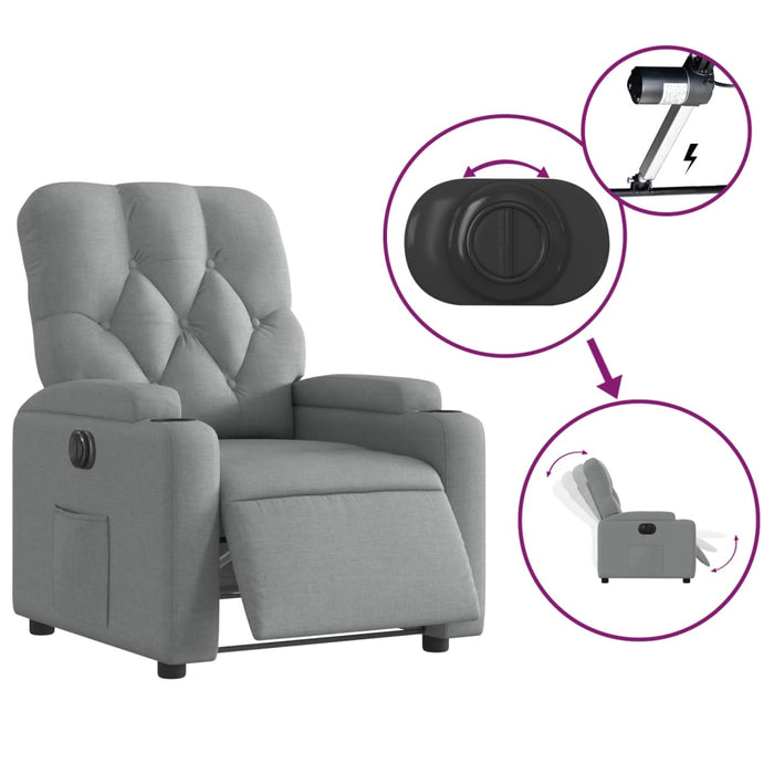 Fotoliu rabatabil electric, gri deschis, textil - WALTI WALTI