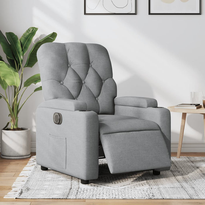 Fotoliu rabatabil electric, gri deschis, textil - WALTI WALTI