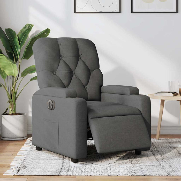 Fotoliu rabatabil electric, gri închis, material textil - WALTI WALTI