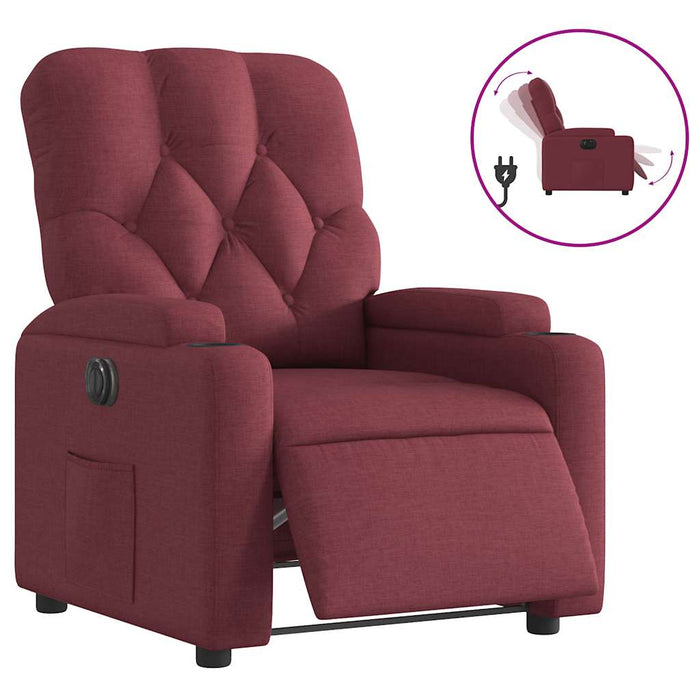 Fotoliu rabatabil electric, roșu vin, material textil - WALTI WALTI