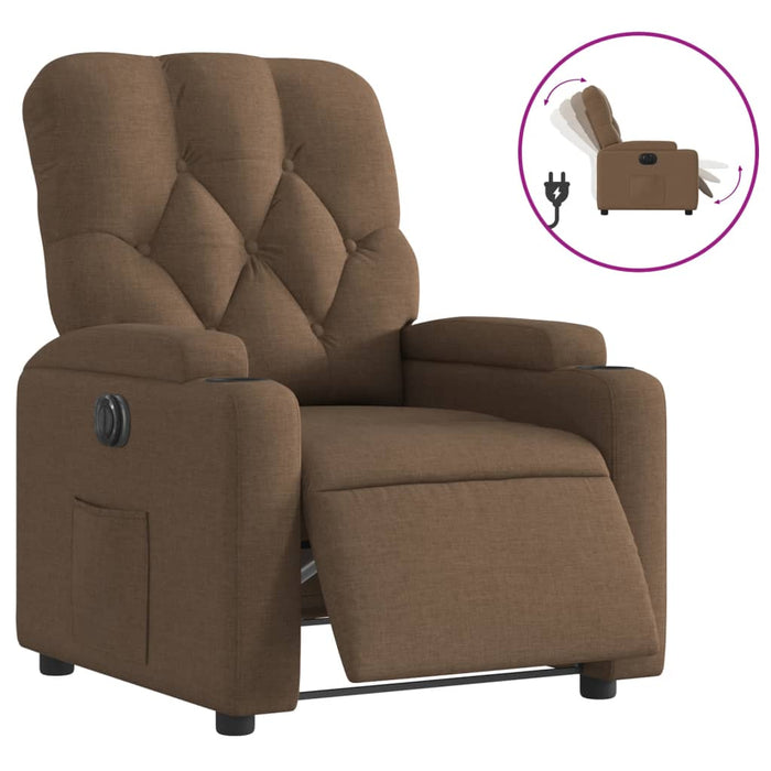 Fotoliu rabatabil electric, maro, material textil WALTI