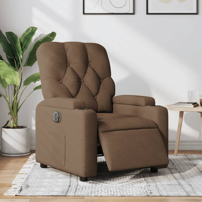 Fotoliu rabatabil electric, maro, material textil WALTI