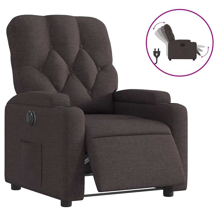 Fotoliu rabatabil electric, maro închis, material textil WALTI