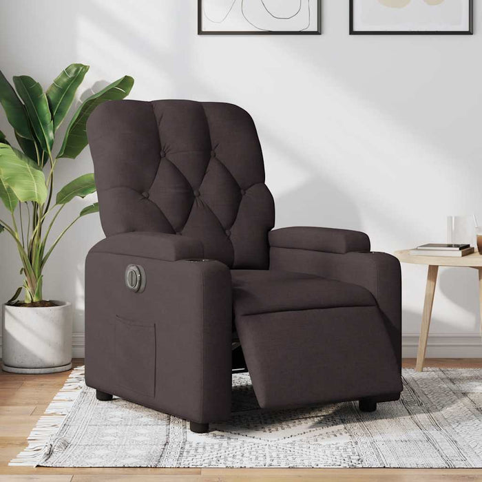 Fotoliu rabatabil electric, maro închis, material textil WALTI