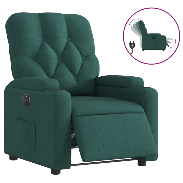 Fotoliu rabatabil electric, verde închis, material textil WALTI