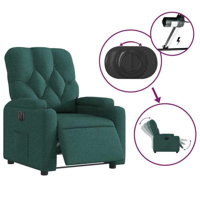 Fotoliu rabatabil electric, verde închis, material textil WALTI