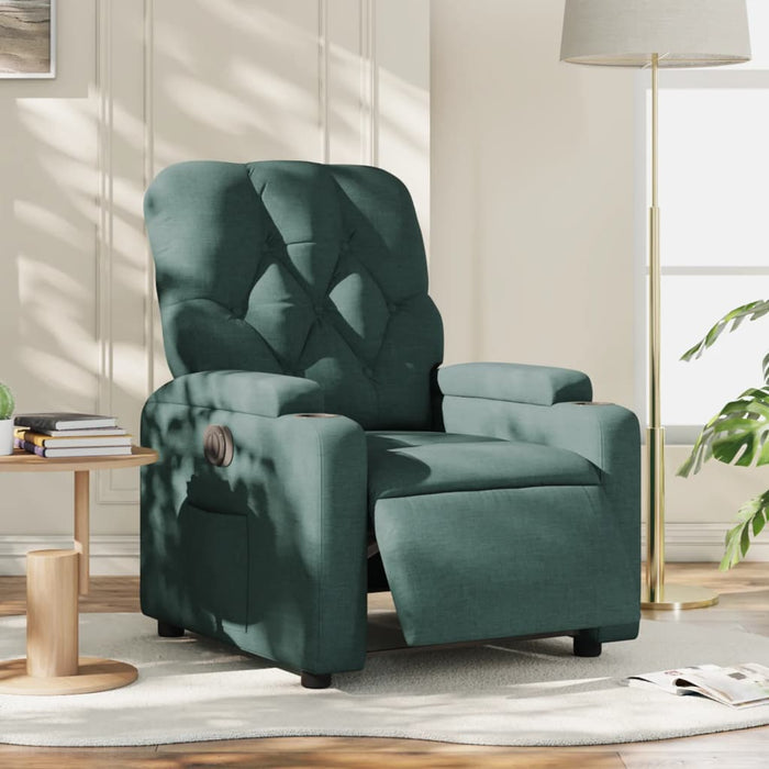 Fotoliu rabatabil electric, verde închis, material textil WALTI