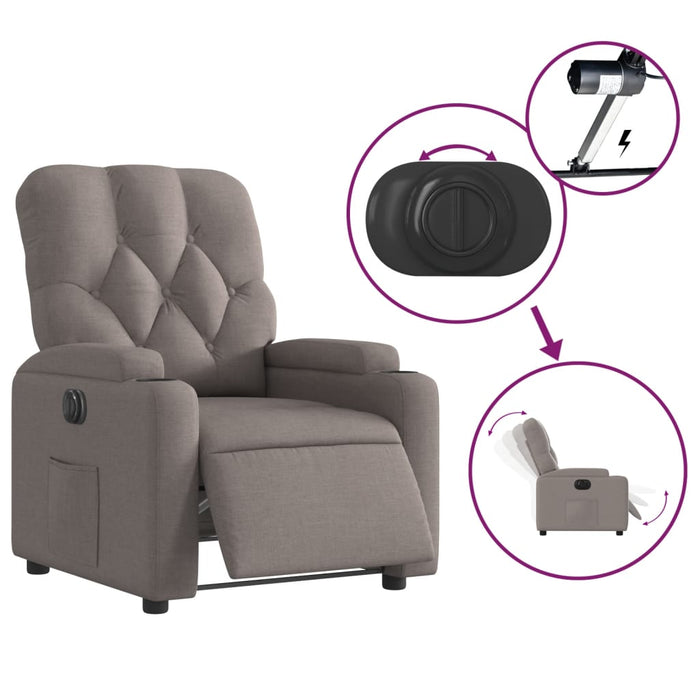 Fotoliu rabatabil electric, gri taupe, material textil - WALTI WALTI