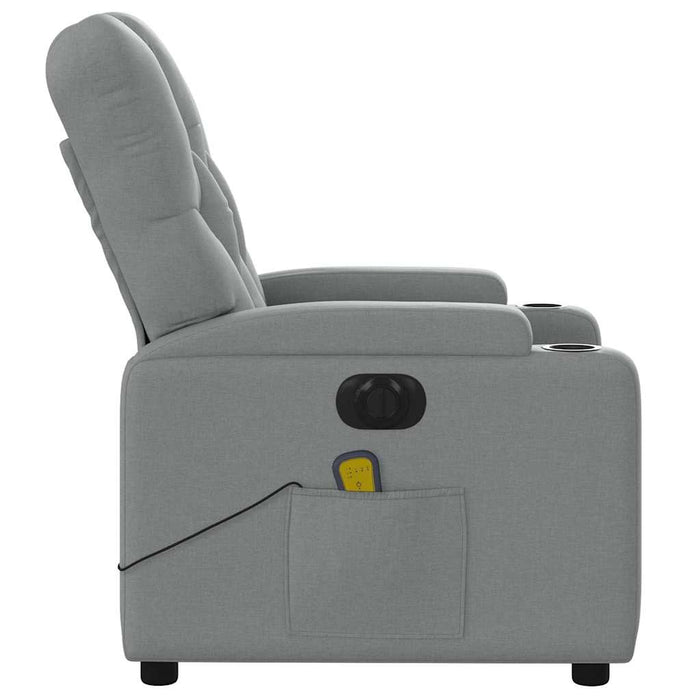 Fotoliu electric de masaj rabatabil, gri deschis, microfibră - WALTI WALTI