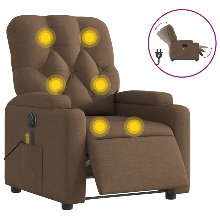 Fotoliu electric de masaj rabatabil, maro, textil WALTI