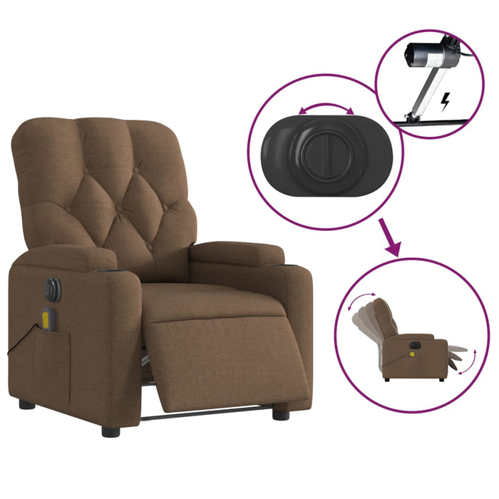 Fotoliu electric de masaj rabatabil, maro, textil WALTI