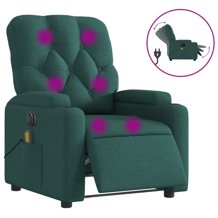 Fotoliu electric de masaj rabatabil, verde închis, textil - WALTI WALTI