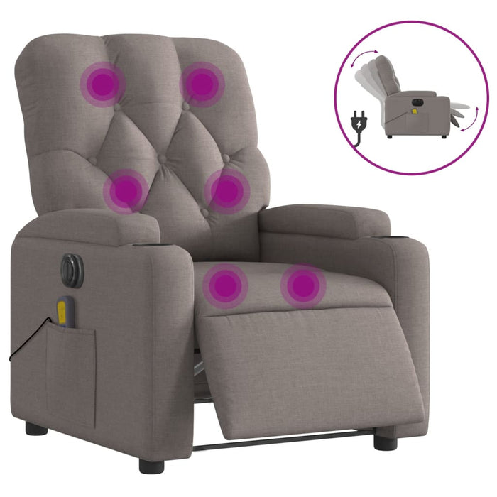 Fotoliu electric de masaj rabatabil, gri taupe, textil - WALTI WALTI