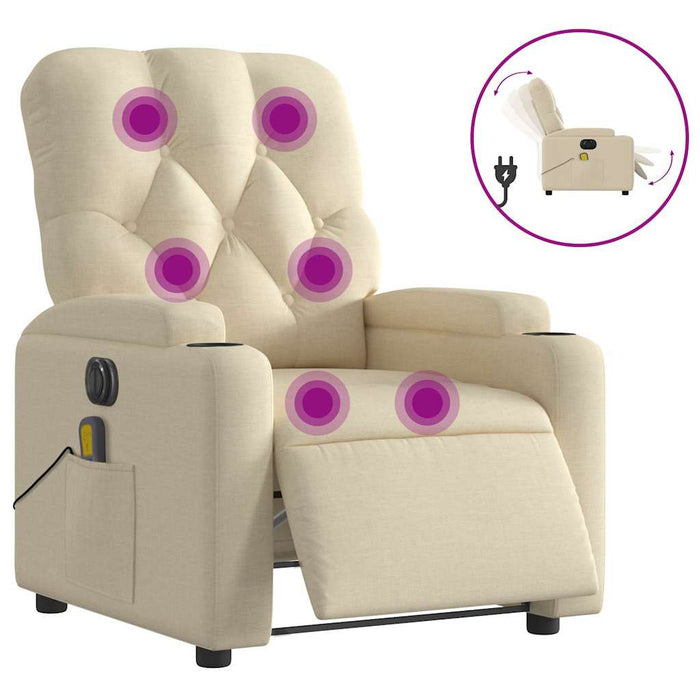 Fotoliu electric de masaj rabatabil, crem, textil - WALTI WALTI