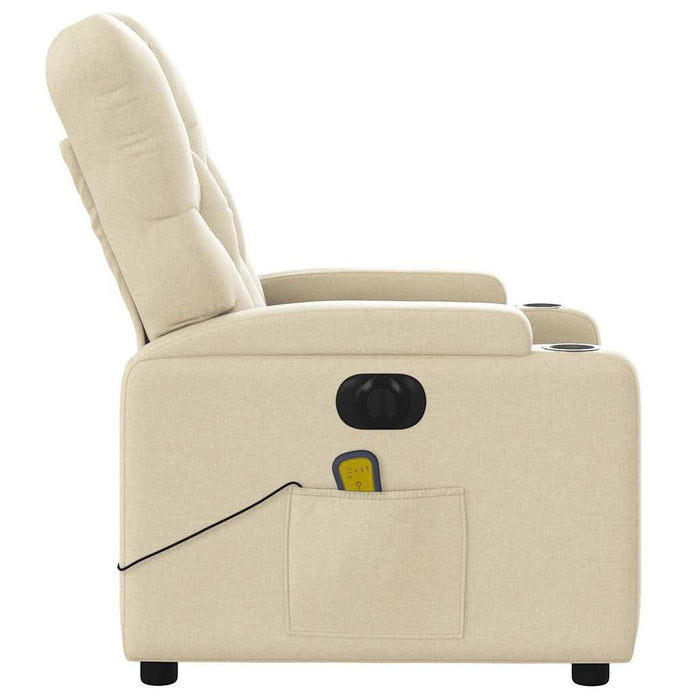 Fotoliu electric de masaj rabatabil, crem, textil - WALTI WALTI