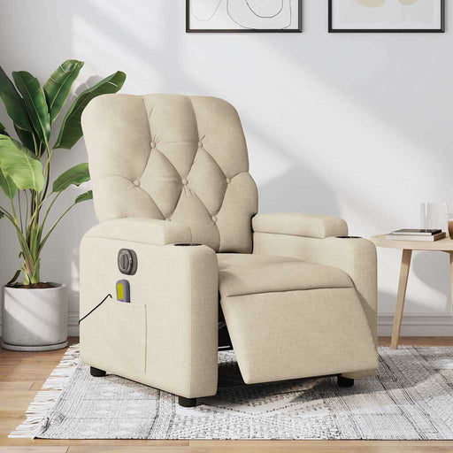 Fotoliu electric de masaj rabatabil, crem, textil - WALTI WALTI