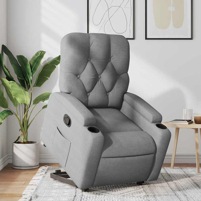 Fotoliu rabatabil cu ridicare, gri deschis, material textil - WALTI WALTI