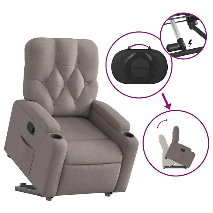 Fotoliu rabatabil cu ridicare pe verticală, gri taupe, textil - WALTI WALTI