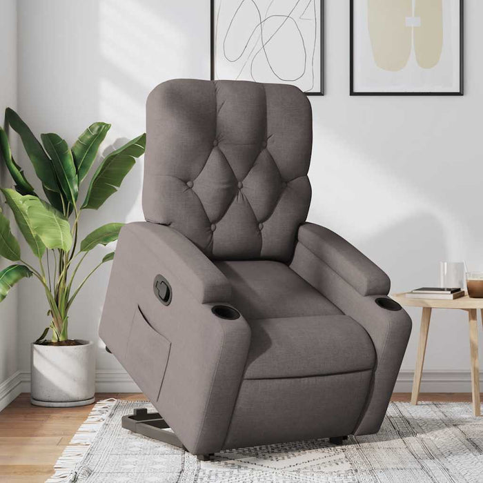 Fotoliu rabatabil cu ridicare pe verticală, gri taupe, textil - WALTI WALTI