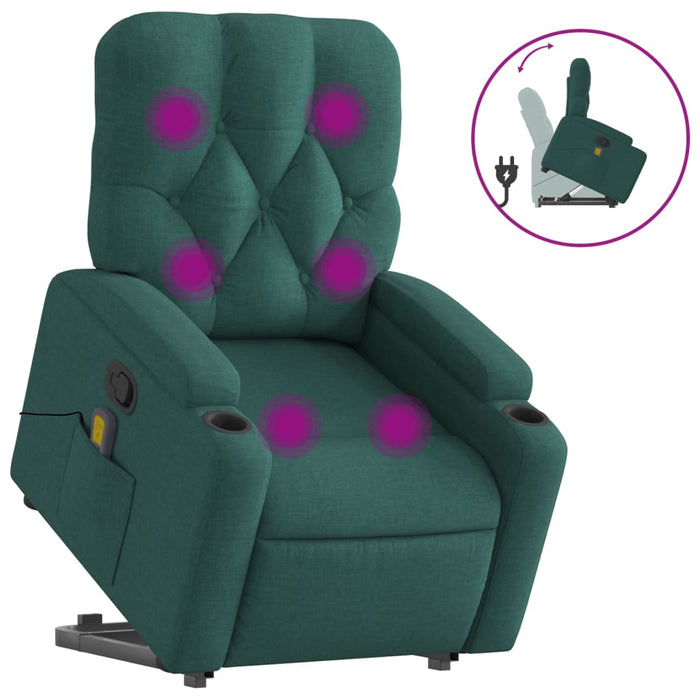 Fotoliu rabatabil de masaj, cu ridicare, verde închis, textil - WALTI WALTI