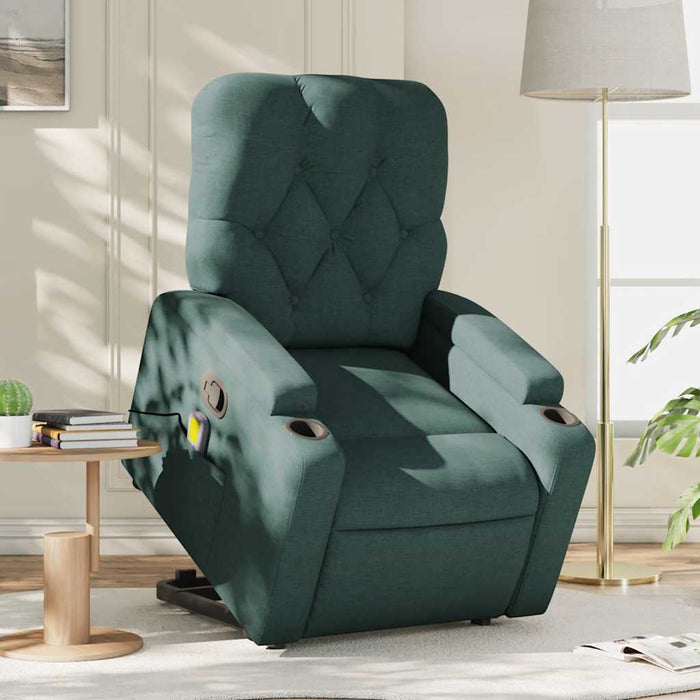 Fotoliu rabatabil de masaj, cu ridicare, verde închis, textil - WALTI WALTI