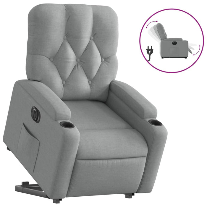Fotoliu electric rabatabil cu ridicare, gri deschis, textil - WALTI WALTI