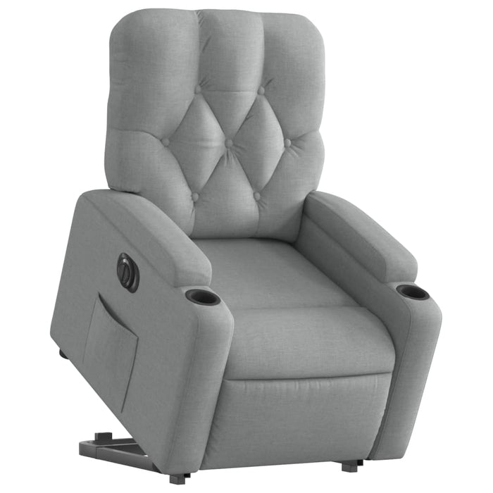Fotoliu electric rabatabil cu ridicare, gri deschis, textil - WALTI WALTI