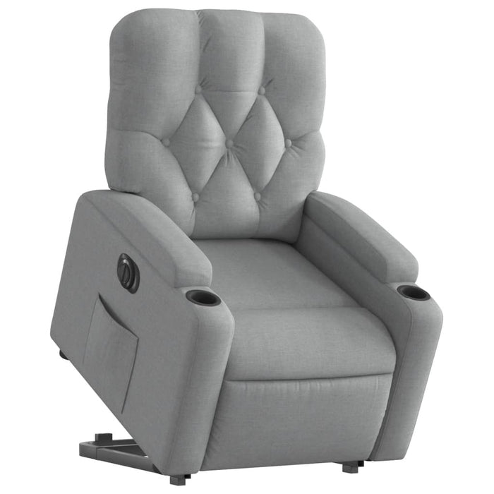 Fotoliu electric rabatabil cu ridicare, gri deschis, textil - WALTI WALTI