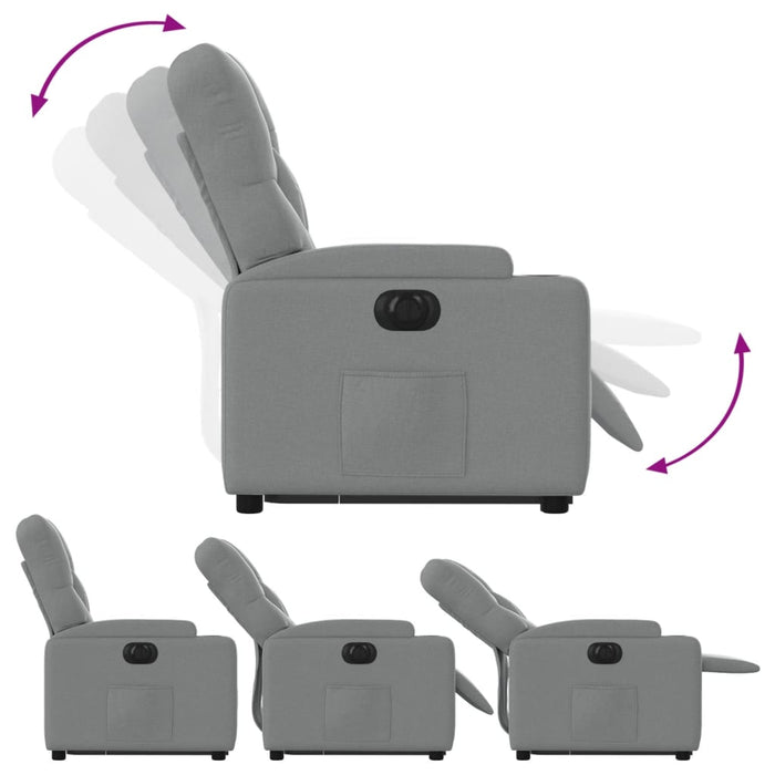 Fotoliu electric rabatabil cu ridicare, gri deschis, textil - WALTI WALTI
