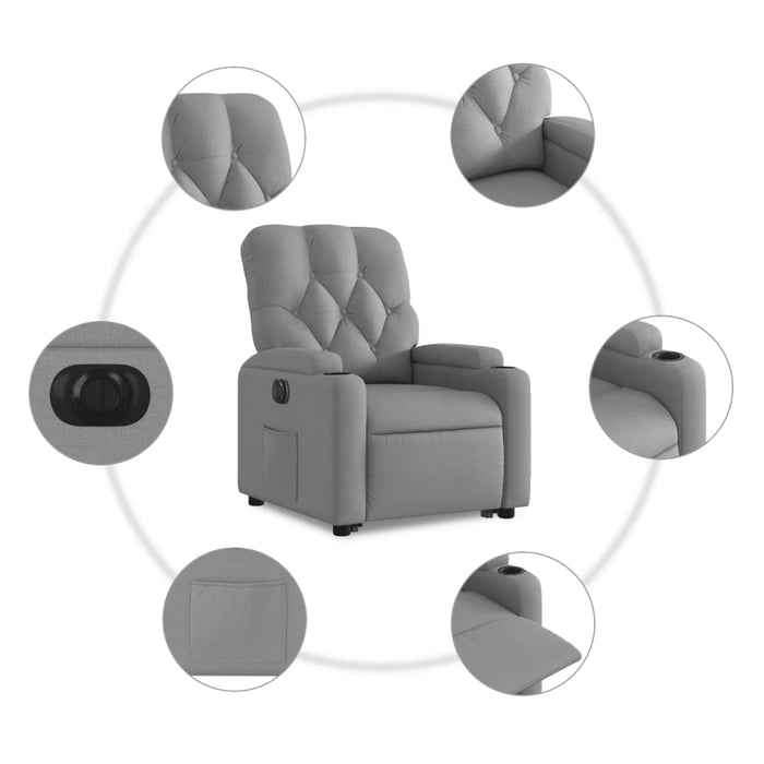 Fotoliu electric rabatabil cu ridicare, gri deschis, textil - WALTI WALTI