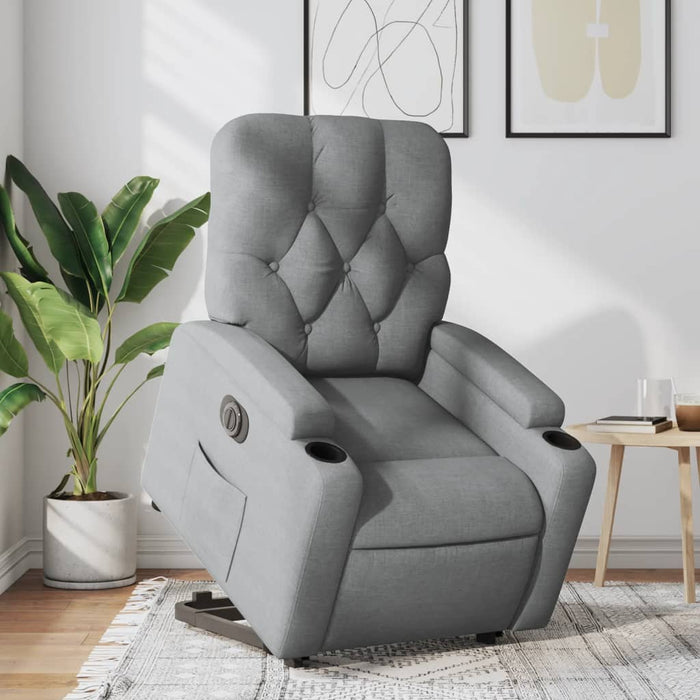 Fotoliu electric rabatabil cu ridicare, gri deschis, textil - WALTI WALTI